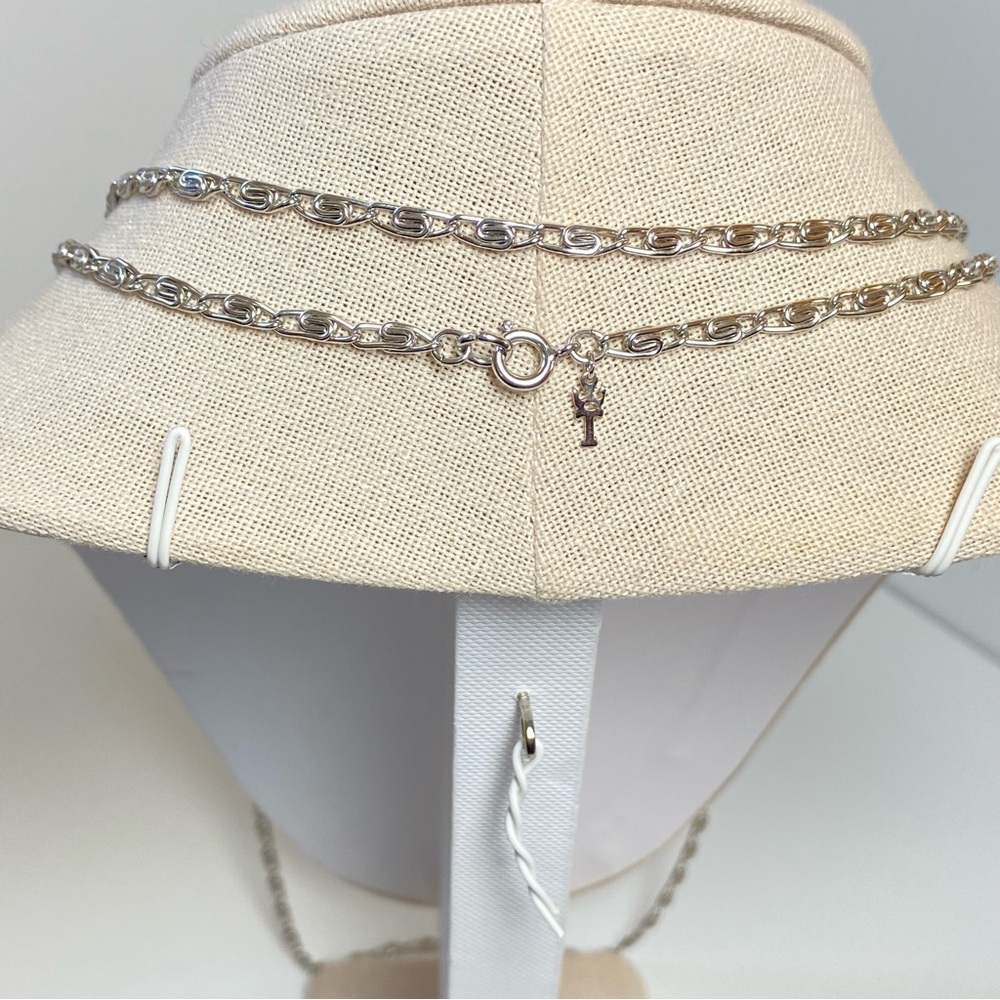 Vintage Crown Trifari Long Flapper 54" Silver Tone Scroll Snail Chain Necklace - Picture 8 of 8